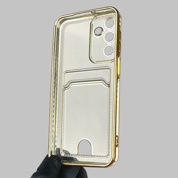 Чохол для Samsung Galaxy A25 5G (SM-A256B) із золотою окантовкою з кишенькою для карток на самсунг а25 золотий 0013076 фото
