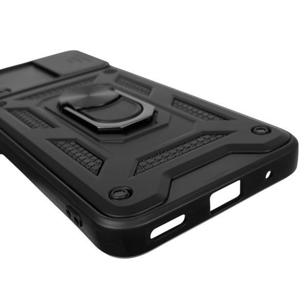 Чохол для Motorola E13 PAXT0034RS броньований з кільцем зі шторкою на камеру на моторола е13 чорний 0001866 фото