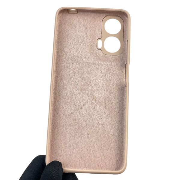 Чехол для Motorola E14 силиконовый с микрофиброй нескользящий на моторола е14 пудровый 0031691 фото