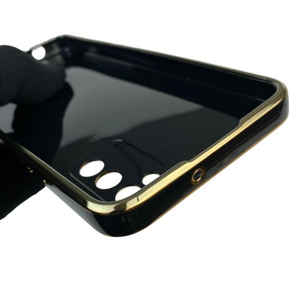 Чехол для Samsung Galaxy A03s SM-A037F с защитой камеры с золотой окантовкой на самсунг а03с черный gs1 0019669 фото