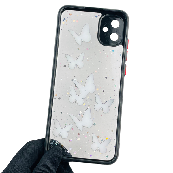 Чехол для Samsung Galaxy A04e (SM-A042F) с блёстками с бабочками на самсунг а04е черный 0037591 фото