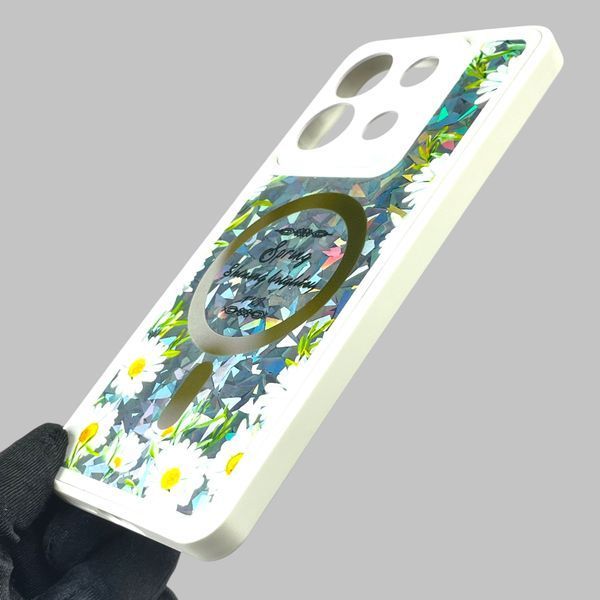 Чохол для Xiaomi POCO X6 з 3д ефектом з магнітом магсейф блискучий на сяомі поко х6 білий 0012037 фото