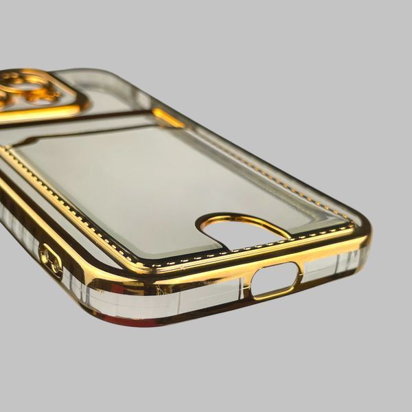 Чехол для Apple iPhone 14 Pro с золотой окантовкой с карманом для карт на айфон 14 про золотой 0013015 фото