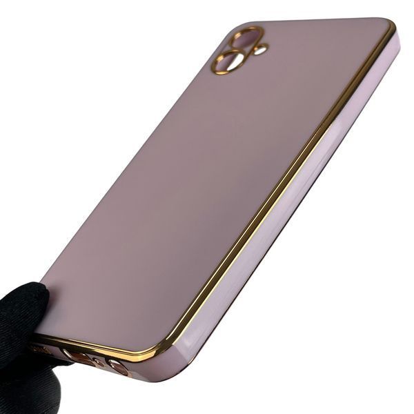 Чехол для Samsung Galaxy A04e SM-A042F глянцевый с золотой окантовкой защитой камеры на самсунг а04е сиреневый 0000002 фото