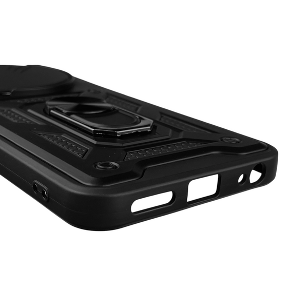 Чехол для Tecno Spark 30C (KL5n) бронированный с кольцом со шторкой на техно спарк 30с чёрный rg1 0015836 фото
