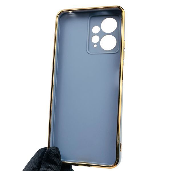 Чехол для Xiaomi Redmi Note 12 4G с золотой окантовкой с защитой камеры на сяоми редми нот 12 4г синий 0000053 фото