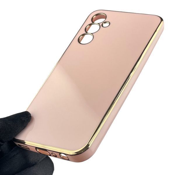 Чохол для Samsung Galaxy M34 5G (SM-M346) жіночий із золотою окантовкою із захистом камери на самсунг м34 5г рожевий 0012205 фото