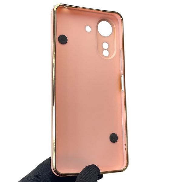Чехол для телефона Xiaomi Redmi 13C женский с ремешком и украшениями и золотой окантовкой на сяоми редми 13с пудровый gs1 0016254 фото