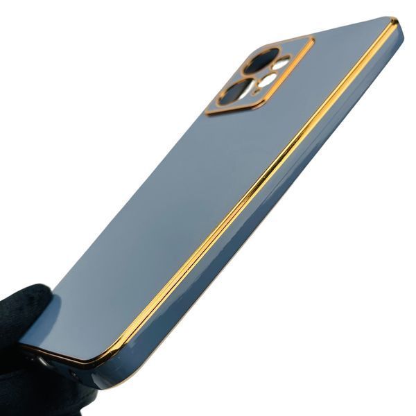 Чехол для Xiaomi Redmi Note 12 4G с золотой окантовкой с защитой камеры на сяоми редми нот 12 4г синий 0000053 фото