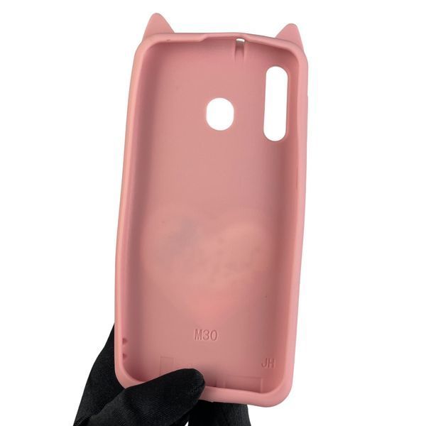 Чохол для Samsung Galaxy M30 SM-M305F дитячий 3д у формі котика переливашка серце на самсунг м30 пудровий 0002671 фото
