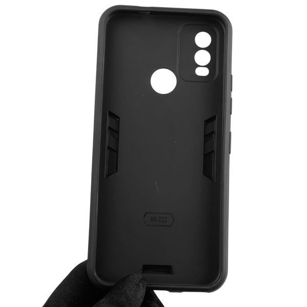 Чехол для телефона Nokia C22 бронированный с магнитным кольцом-держателем на нокиа с22 чёрный 0025654 фото