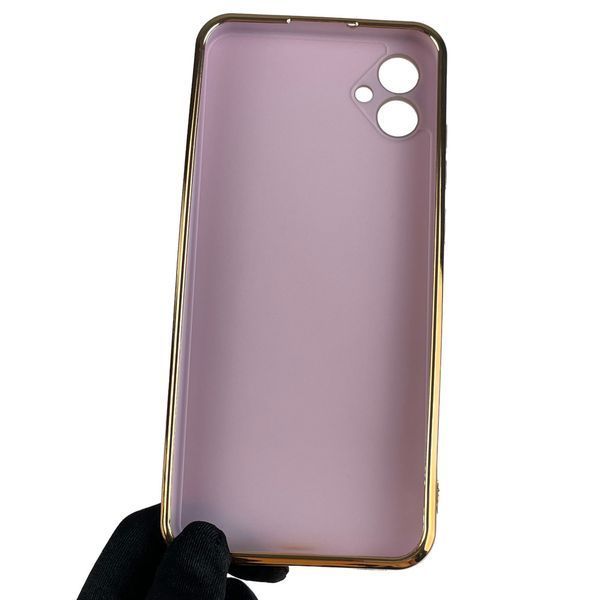 Чехол для Samsung Galaxy A04e SM-A042F глянцевый с золотой окантовкой защитой камеры на самсунг а04е сиреневый 0000002 фото
