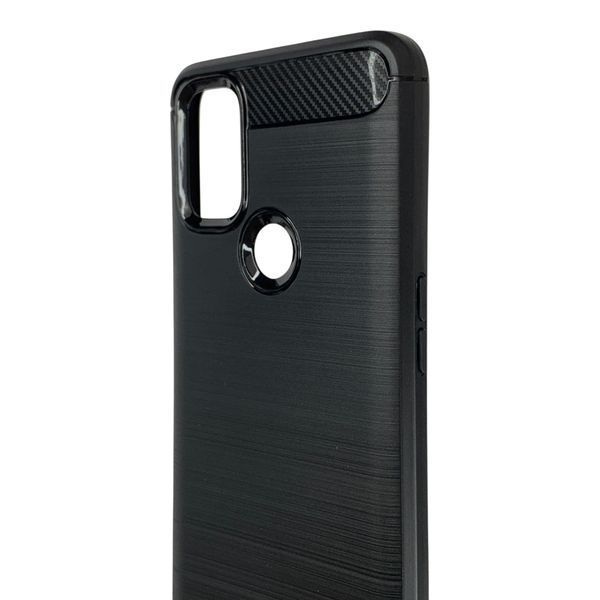 Чехол для телефона OnePlus Nord N10 5G карбоновый противоударный с высокими бортами черный 0052010 фото