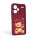 Чехол силиконовый Soft Touch с 3D принтом милый мишка для Xiaomi Redmi Note 13 Pro Plus бордовый (Полная защита камеры) 0044866 фото 1