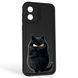 Чехол силиконовый оригинальный Soft Touch с 3D принтом злой котик для Motorola Moto E13 (PAXT0034) черный (Полная защита камеры) 0046219 фото 1