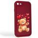 Чохол силіконовий Soft Touch з 3D принтом милий ведмедик для Apple iPhone 8 бордовий (Повний захист камери) 0045026 фото 1