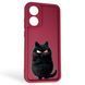 Чехол силиконовый Soft Touch с 3D принтом злой котик для OPPO A78 4G бордовый (Полная защита камеры) 0047194 фото 1