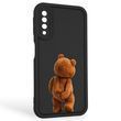 Чехол силиконовый оригинальный Soft Touch с 3D принтом смешного теда мишки для Samsung Galaxy A7 2018 (SM-A750) черный (Полная защита камеры)