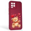 Чехол силиконовый Soft Touch с 3D принтом милый мишка для Realme 8 Pro бордовый (Полная защита камеры) 0044922 фото