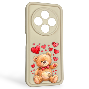 Чехол силиконовый оригинальный Soft Touch с 3D принтом милый мишка для Xiaomi Redmi A4 5G молочный (Полная защита камеры) 0043700 фото