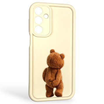Чохол силіконовий оригінальний Soft Touch з 3D принтом кумедний тед ведмідик для Samsung Galaxy A16 5G (SM-A166) молочний (Повний захист камери) 0048593 фото
