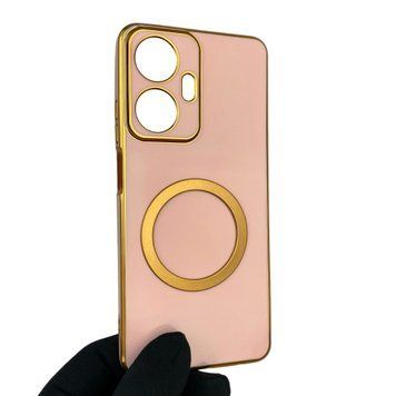 Чехол для Realme C55 с кольцом MagSafe с золотой окантовкой на реалми с55 пудровый gs1 0022280 фото
