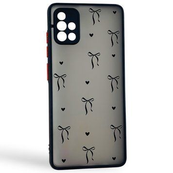 Чохол для телефона Samsung Galaxy A51 (SM-A515F) с 3D принтом бантики з серцями із захистом камери чорний 0059372 фото