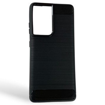 Чохол для телефона Samsung Galaxy S21 Ultra (SM-G998) карбоновий протиударний з високими бортами чорний 0052223 фото
