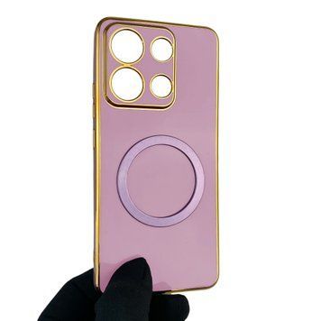 Чохол для Xiaomi Redmi Note 13 4G з кільцем MagSafe із золотою окантовкою на сяомі редмі нот 13 чорничний gs1 0021756 фото