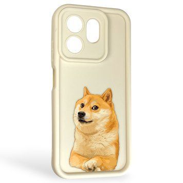 Чехол силиконовый Soft Touch с 3D принтом мема сибу для Infinix Hot 50i X6531B молочный (Полная защита камеры) 0048176 фото