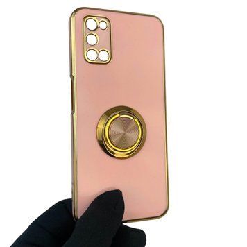 Чехол для OPPO A52 с кольцом-подставкой с золотой окантовкой на оппо а52 пудровый gs1 0020441 фото
