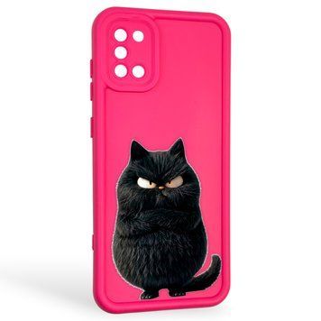 Чехол силиконовый оригинальный Soft Touch с 3D принтом злой котик для Samsung Galaxy A31 (SM-A315F) малиновый (Полная защита камеры) 0046471 фото