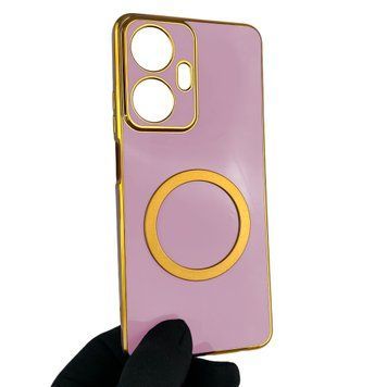 Чехол для Realme C55 с кольцом MagSafe с золотой окантовкой на реалми с55 черничный gs1 0022281 фото