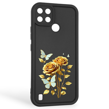 Чехол силиконовый Soft Touch с 3D принтом женским для Realme C25Y черный (Полная защита камеры) 0042580 фото