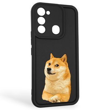 Чохол силіконовий оригінальний Soft Touch з 3D принтом мему сібу для TECNO Spark 8C (KG5k) чорний (Повний захист камери) 0047658 фото