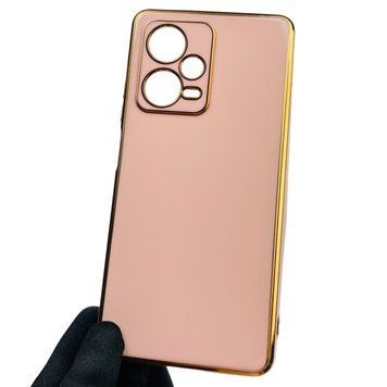 Чехол для Xiaomi Redmi Note 12 Pro plus 5G с золотой окантовкой защитой камеры сяоми нот 12 про плюс пудровый 0000054 фото