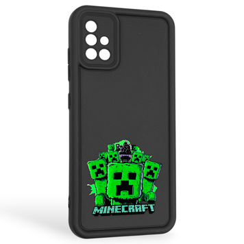 Чехол силиконовый Soft Touch с 3D принтом Майнкрафт для Samsung Galaxy A51 (SM-A515F) черный (Полная защита камеры) 0041292 фото