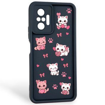 Чохол силіконовий Soft Touch з 3D принтом милі кошенята з лапками для Xiaomi Redmi Note 10 Pro 4G Чорний (Повний захист камери) 0059651 фото