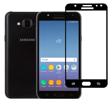 Защитное стекло для телефона Samsung Galaxy J7 2017 (SM-J730) противоударное на самсунг г7 2017 черное 0038340 фото