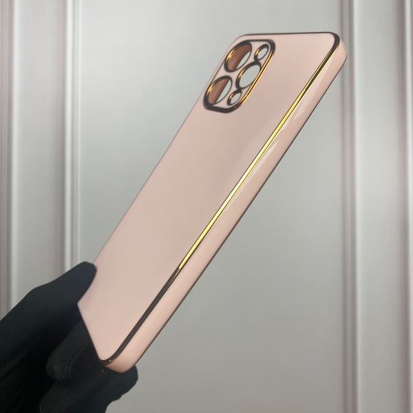 Чохол для Xiaomi Poco M6 Pro 5G глянсовий із золотою окантовкою із захистом камери на сяомі поко м6 про 5г пудровий 0000204 фото