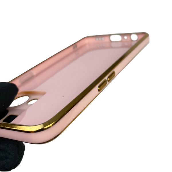 Чохол для Oppo Reno 7 4G з кільцем-підставкою із золотою окантовкою на оппо рено 7 пудровий gs1 0020477 фото