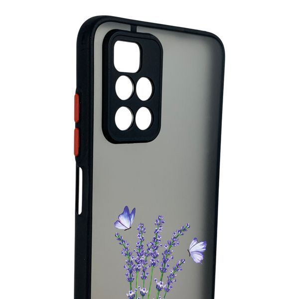 Чехол для телефона Xiaomi Redmi 10 5G с 3D принтом лаванда с бабочками с высокими бортами черный 0059322 фото
