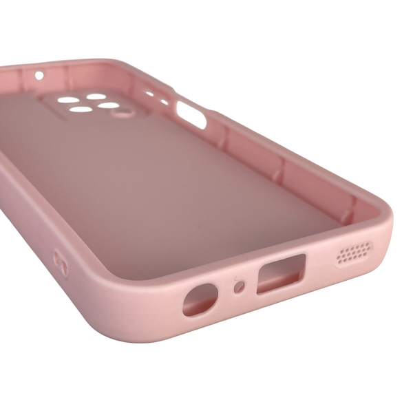 Чехол силиконовый оригинальный Soft Touch с 3D принтом милый мишка для Samsung Galaxy A22 4G (SM-A225F) пудровый (Полная защита камеры) 0043424 фото