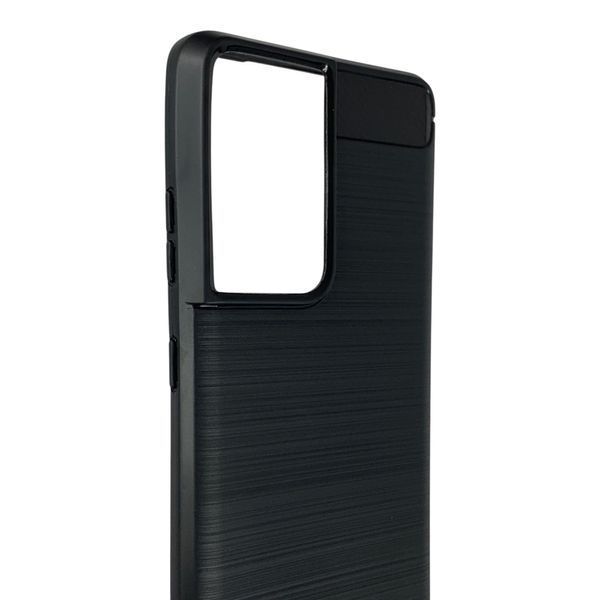 Чохол для телефона Samsung Galaxy S21 Ultra (SM-G998) карбоновий протиударний з високими бортами чорний 0052223 фото
