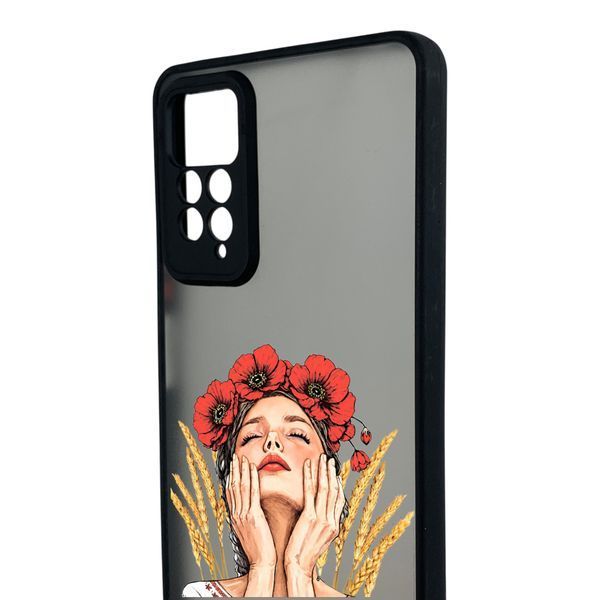 Чехол для телефона Xiaomi Redmi Note 11 Pro 4G с 3D принтом девушка маки колоски с высокими бортами черный 0059272 фото