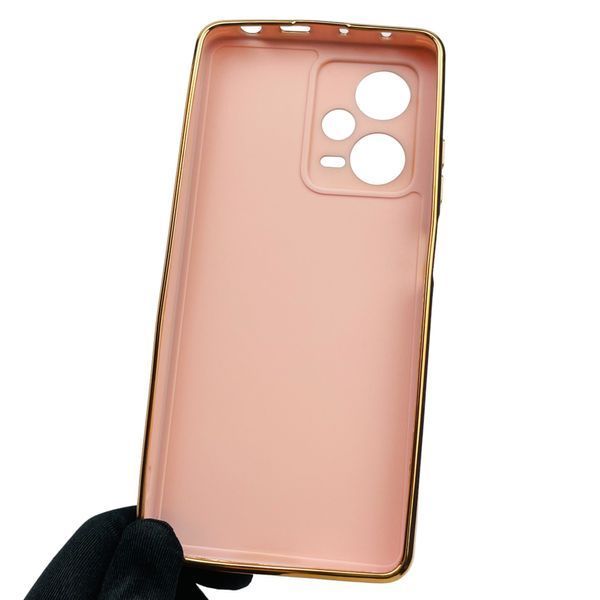 Чохол для Xiaomi Redmi Note 12 Pro plus 5G глянсовий із золотою окантовкою із захистом сяомі редмі нот 12 про плюс пудровий 0000054 фото