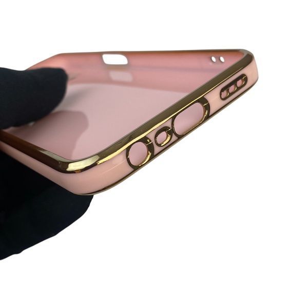 Чохол для OPPO A52 з кільцем-підставкою із золотою окантовкою на оппо а52 пудровий gs1 0020441 фото