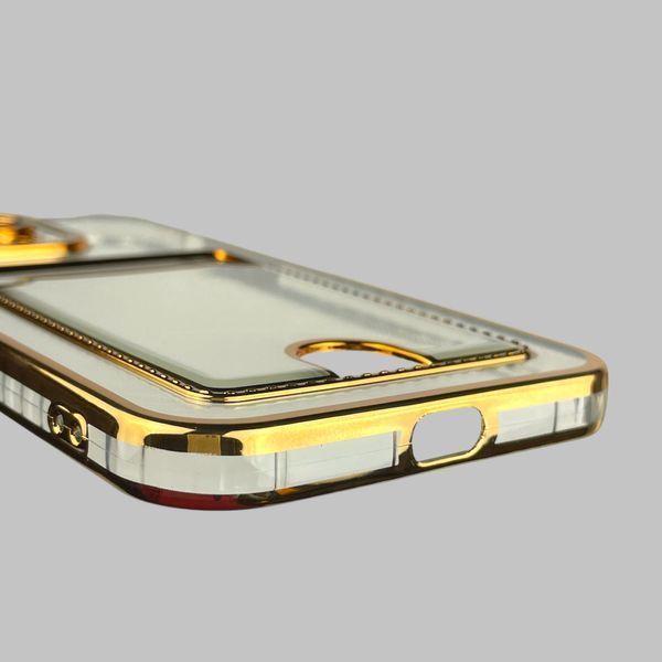 Чехол для Apple iPhone 14 Pro Max с золотой окантовкой с карманом для карт на айфон 14 про макс золотой 0013016 фото