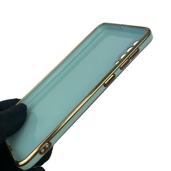 Чехол для Samsung Galaxy A50 SM-A505F с кольцом-подставкой с золотой окантовкой на самсунг а50 бирюзовый gs1 0021091 фото