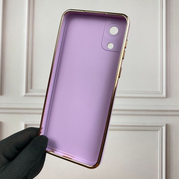 Чохол для Samsung Galaxy A03 Core SM-A032F глянсовий із золотою окантовкою із захистом камери на самсунг а03 кор бузковий 0000004 фото